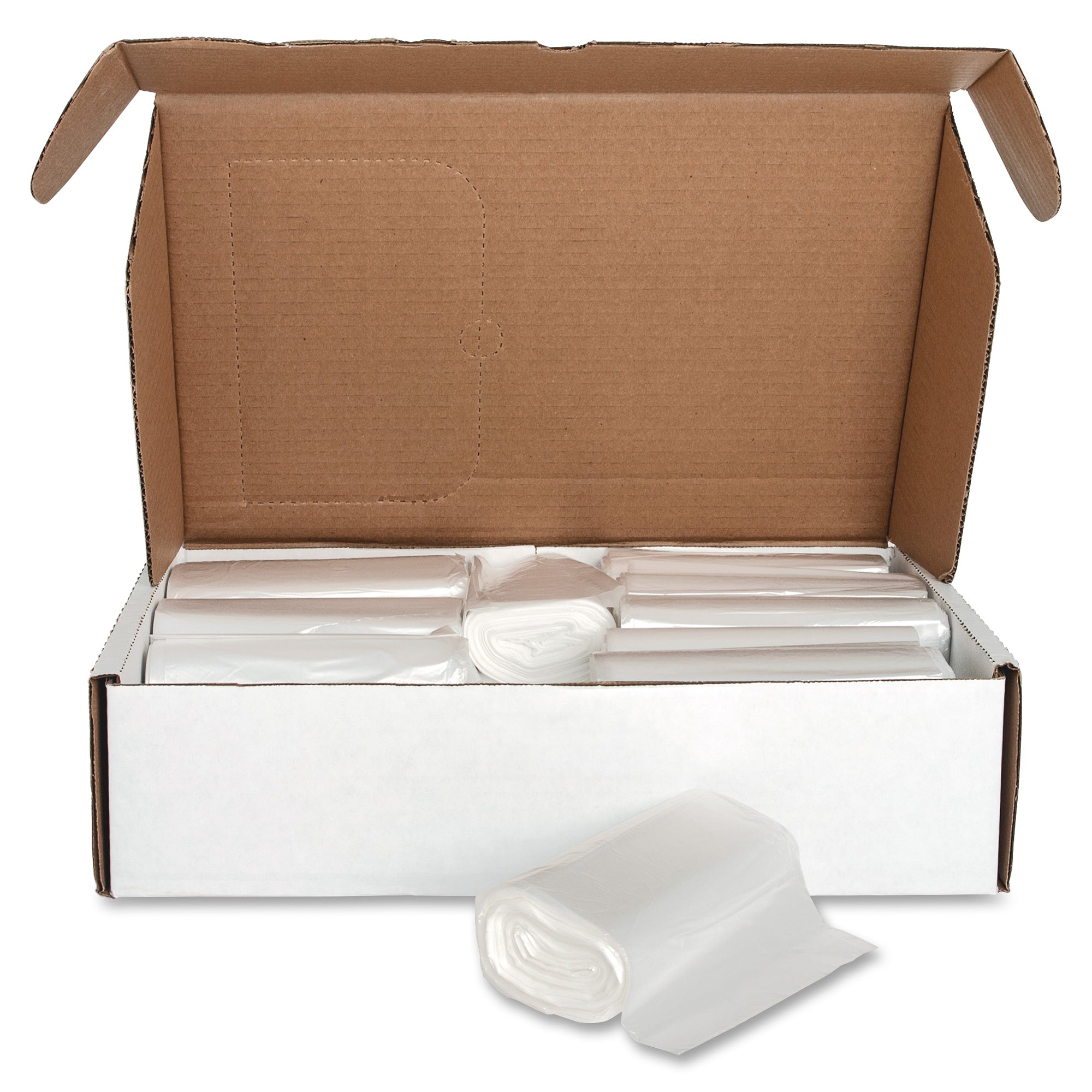 Genuine Joe High-Density Can Liners - Small Size - 16 gal Capacity - 24" Width x 32" Length - 0.31 mil (8 Micron) Thickness - High Density - Clear - Resin - 20/Carton - 50 Per Roll - Office Waste, Industrial Trash