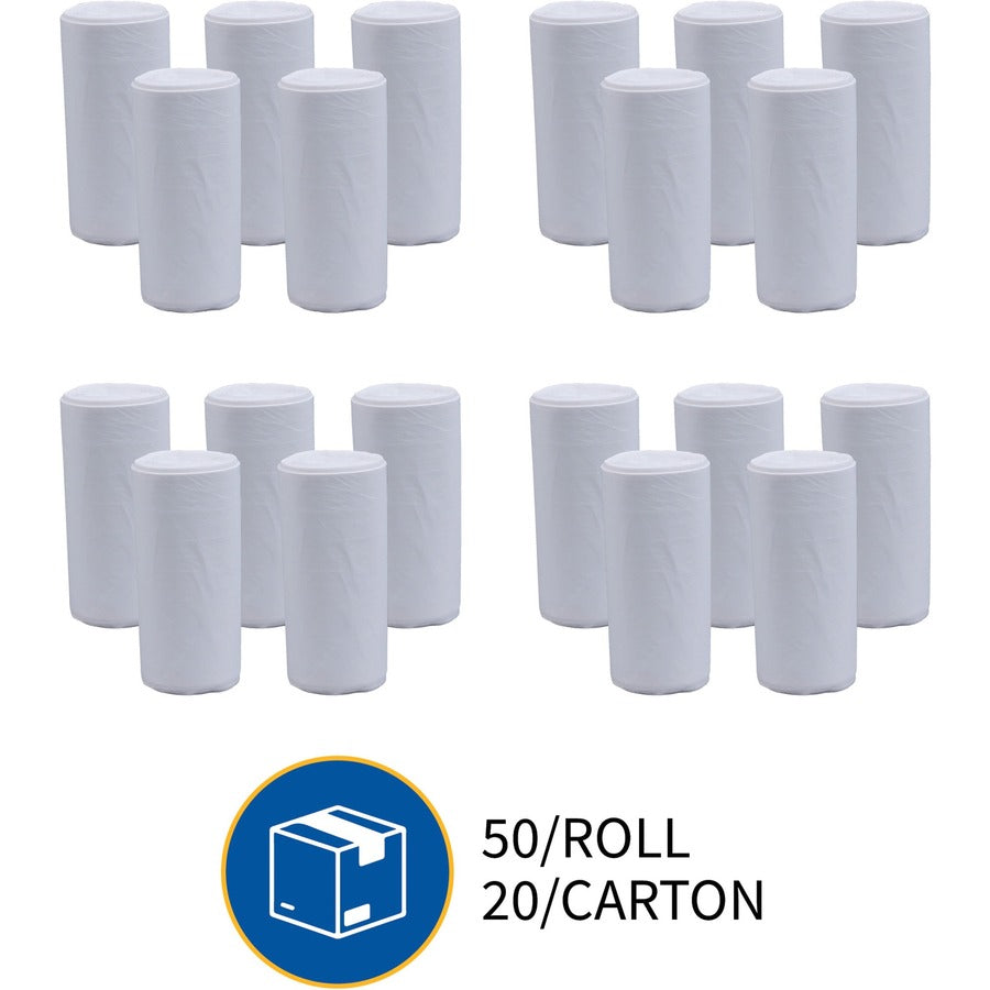 Genuine Joe High-Density Can Liners - Small Size - 16 gal Capacity - 24" Width x 32" Length - 0.31 mil (8 Micron) Thickness - High Density - Clear - Resin - 20/Carton - 50 Per Roll - Office Waste, Industrial Trash
