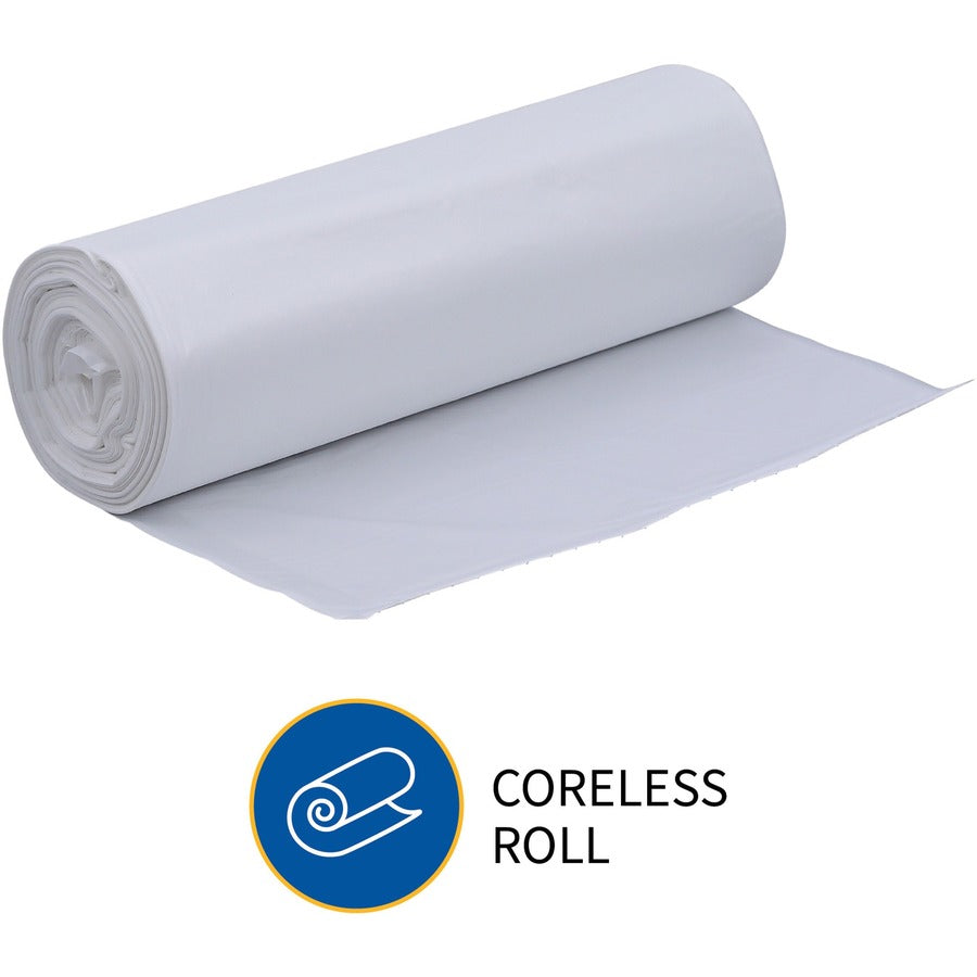 Genuine Joe High-density Can Liners - Large Size - 45 gal Capacity - 40" Width x 48" Length - 0.63 mil (16 Micron) Thickness - High Density - Clear - Resin - 10/Carton - 25 Per Roll - Office Waste, Industrial Trash