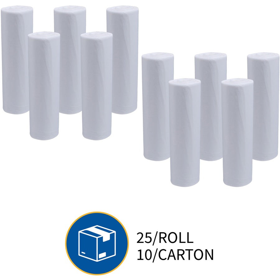 Genuine Joe High-density Can Liners - Large Size - 45 gal Capacity - 40" Width x 48" Length - 0.63 mil (16 Micron) Thickness - High Density - Clear - Resin - 10/Carton - 25 Per Roll - Office Waste, Industrial Trash