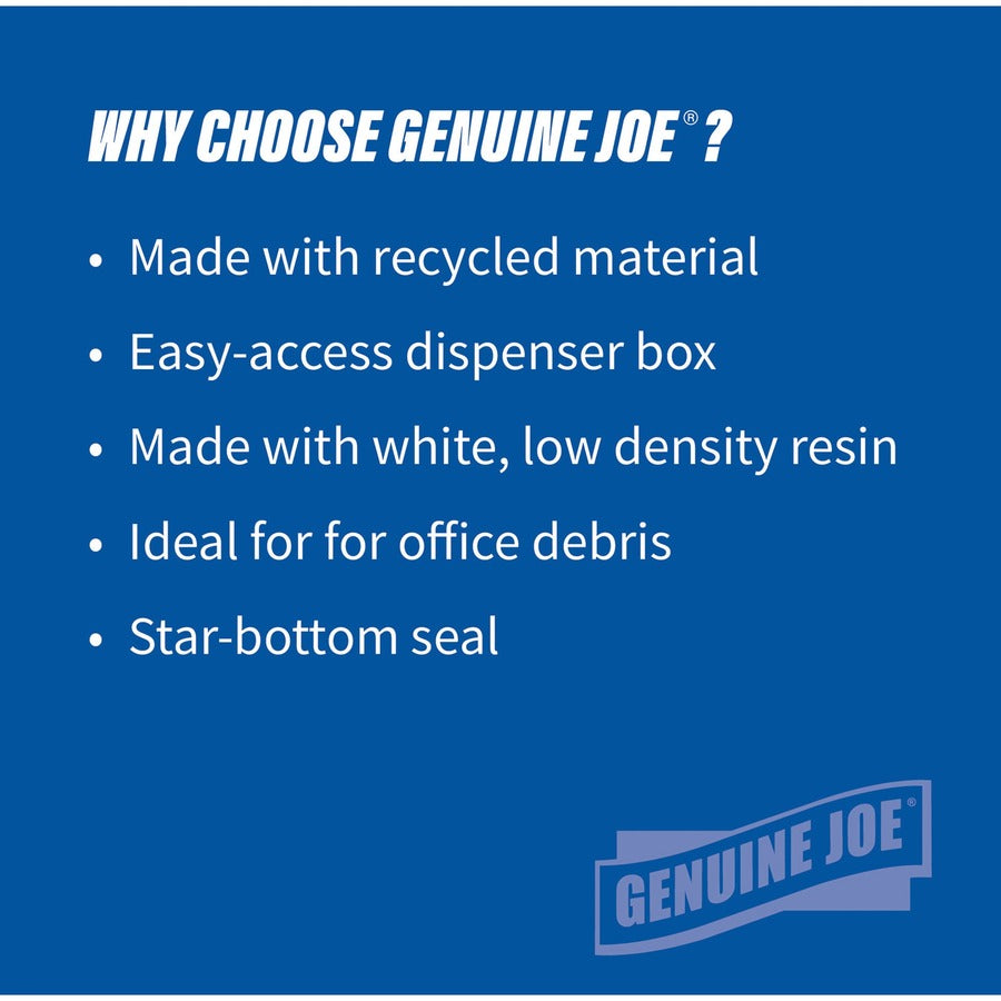 Genuine Joe Heavy-Duty Tall Kitchen Trash Bags - Small Size - 13 gal Capacity - 31" Length x 24" Width x 0.85 mil (22 Micron) Thickness - Low Density - White - Kitchen - Recycled - 150/Box - 1 / Carton