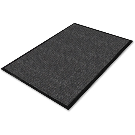 Genuine Joe Ribbed Indoor Wiper Mat - Warehouse, Hotel, Indoor - 60" Length x 36" Width - Polypropylene, Vinyl - Charcoal - 1 Each