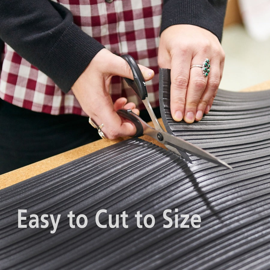 Genuine Joe Air Step Anti-Fatigue Mat - Warehouse - 12 ft Length x 36" Width x 0.375" Thickness - Vinyl, Vinyl Foam - Black - 1 Each