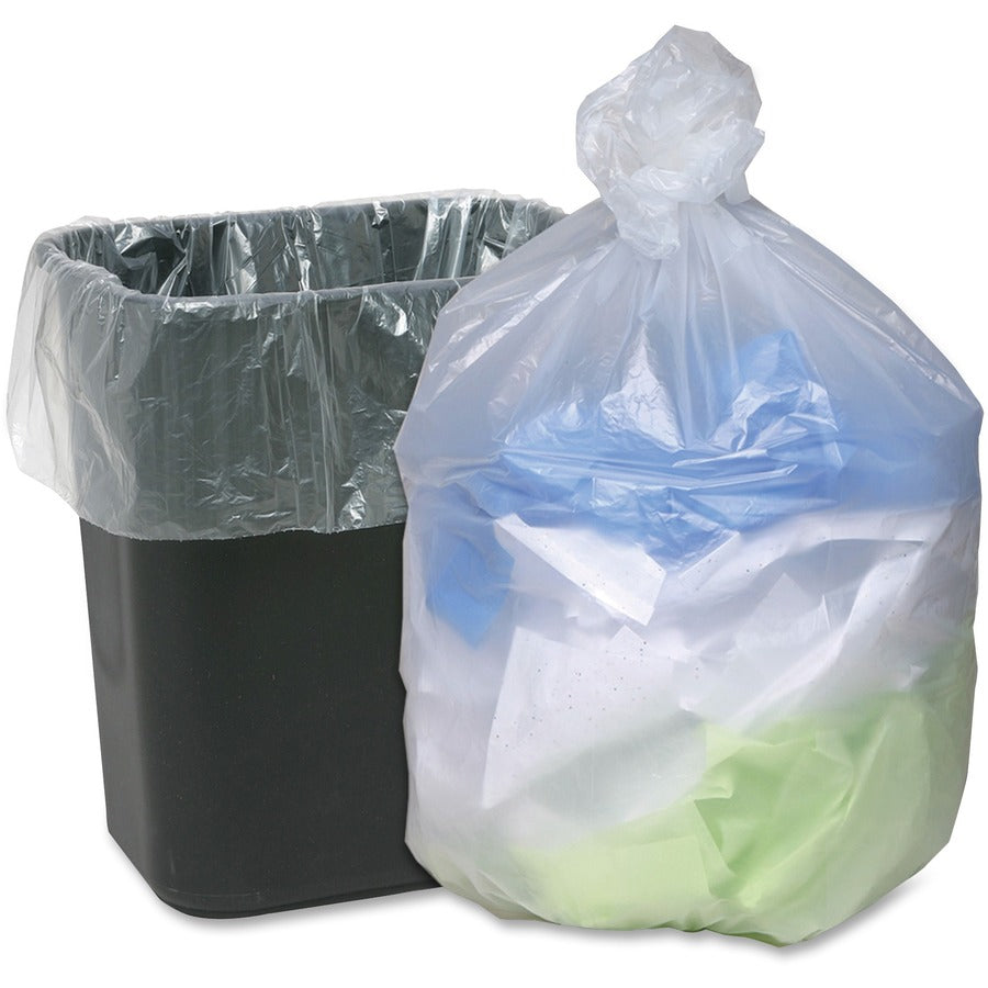 Genuine Joe Economy High-Density Can Liners - Small Size - 10 gal Capacity - 24" Width x 24" Length - 0.24 mil (6 Micron) Thickness - High Density - Translucent - Resin - 1000/Carton - Breakroom, Restroom, Office Waste, Can