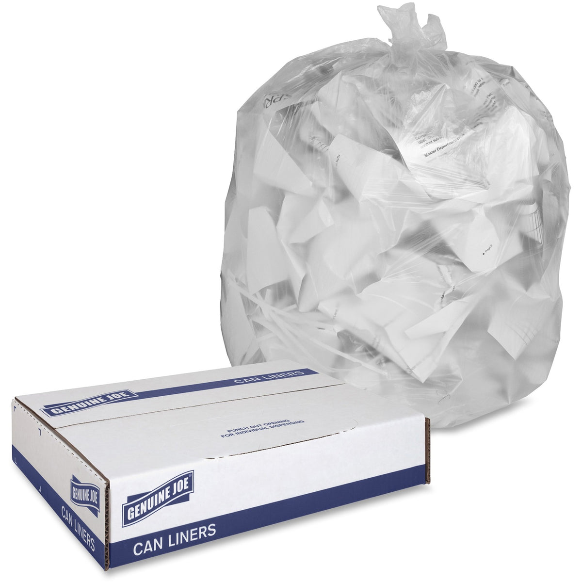 Genuine Joe Economy High-Density Can Liners - Small Size - 16 gal Capacity - 32" Length x 24" Width x 0.24 mil (6 Micron) Thickness - High Density - Translucent - Resin - 1000 / Carton