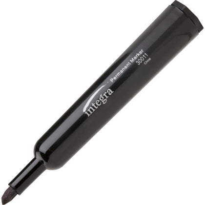 Integra Permanent Chisel Markers - Black Ink - 12/Box - & Dry-Erase