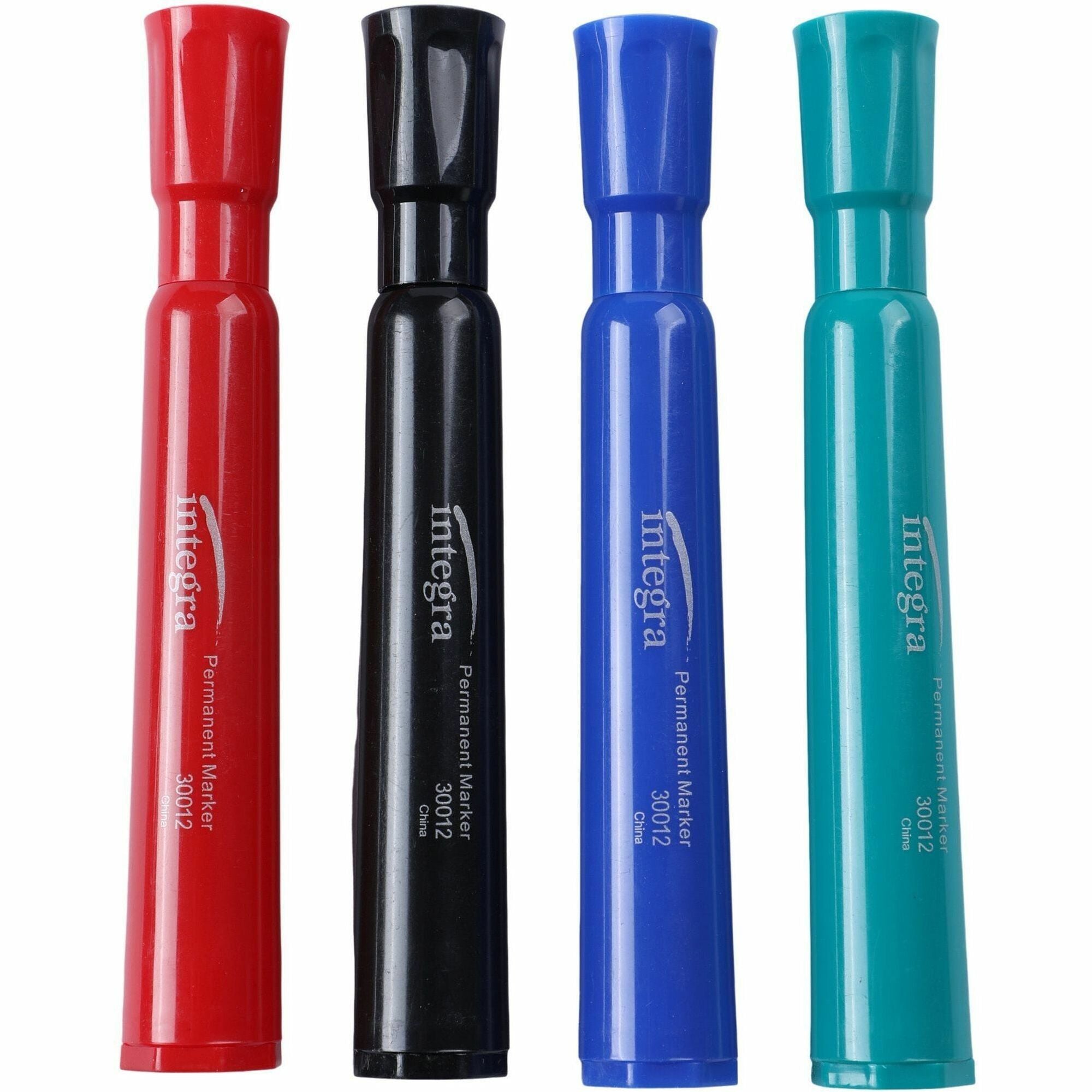 Integra Permanent Chisel Markers - Chisel Marker Point - Assorted Ink - 4 / Set