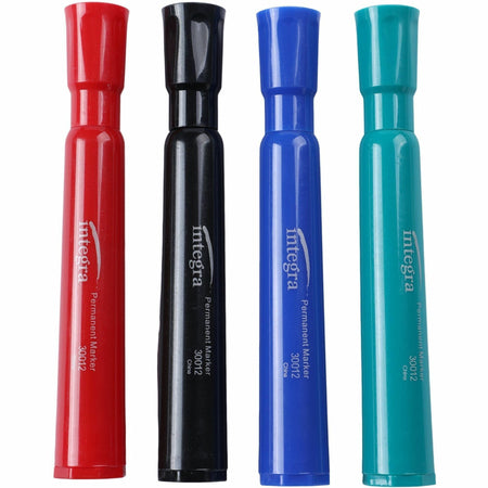 Integra Permanent Chisel Markers - Chisel Marker Point - Assorted Ink - 4 / Set