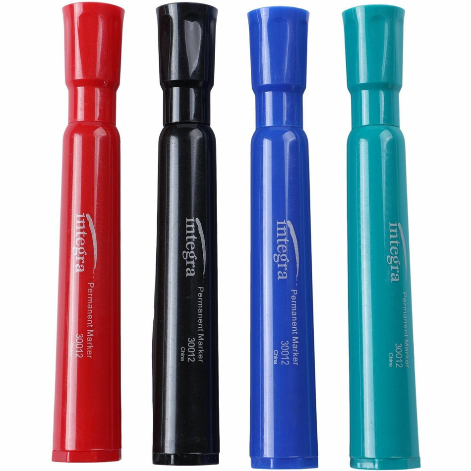 Integra Permanent Chisel Markers - Chisel Marker Point - Assorted Ink - 4 / Set