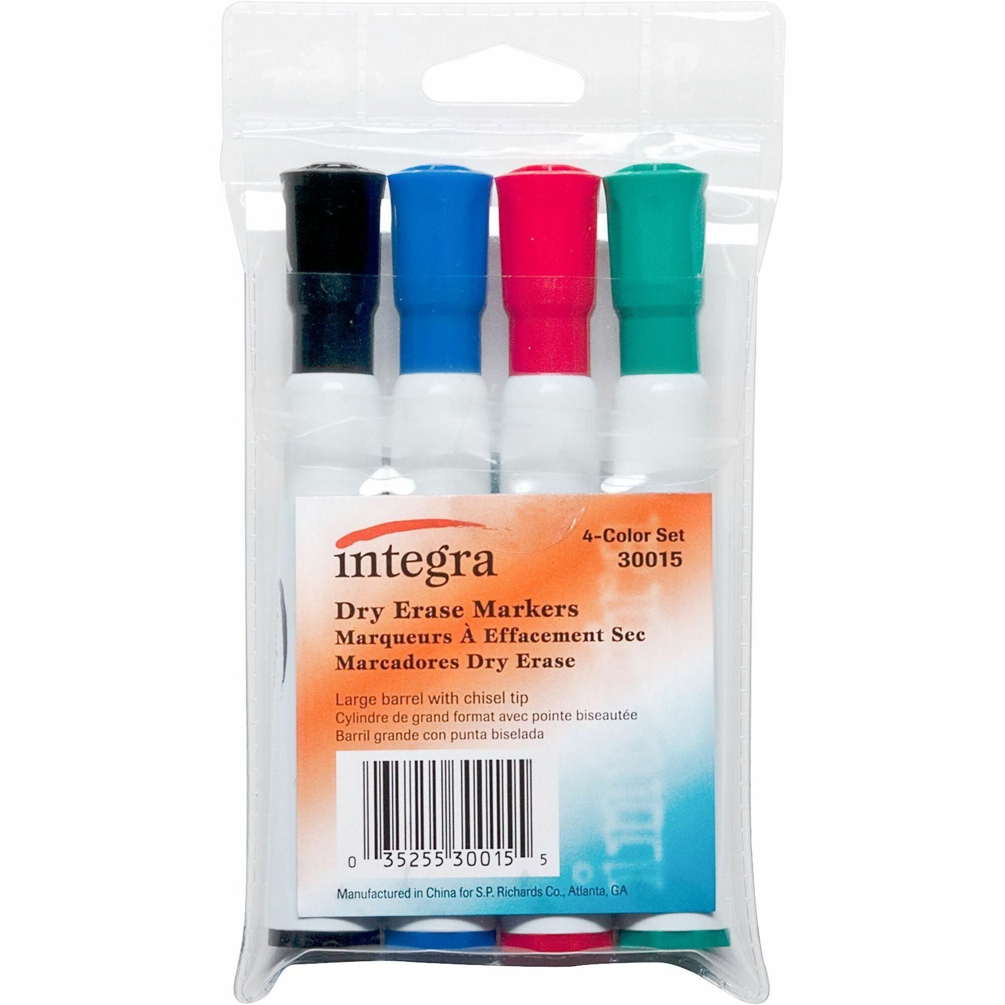 Integra Chisel Point Dry-erase Markers - Chisel Marker Point - Assorted Ink - 4 / Set