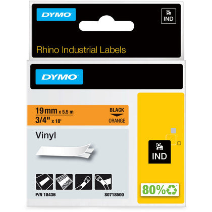Dymo Industrial Rhino Vinyl Labels - 3/4’’ Black - 1 Pack - Label Tapes & Maker
