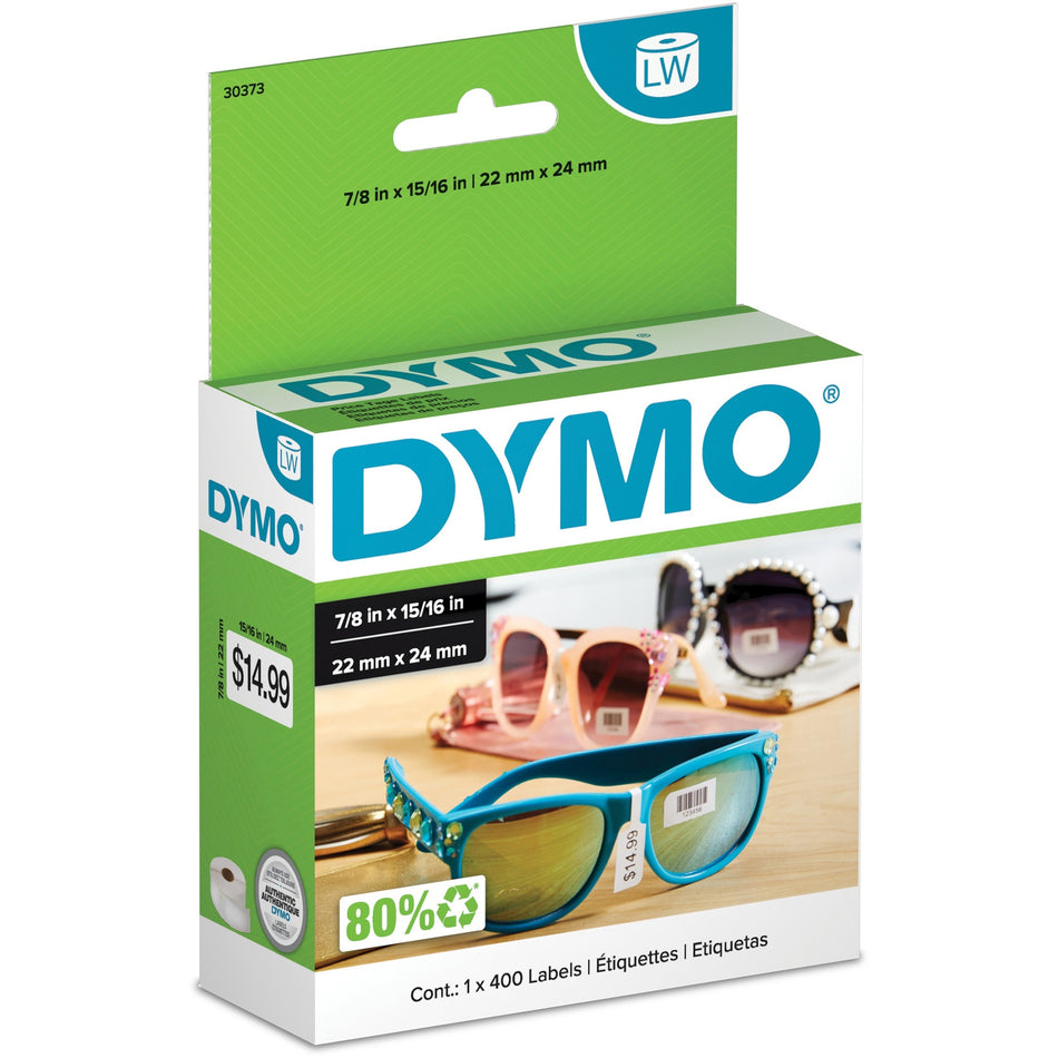 Dymo Label Writer Price Tag Labels - 7/8" Width x 2" Length - Permanent Adhesive - Direct Thermal - White - 400 / Roll