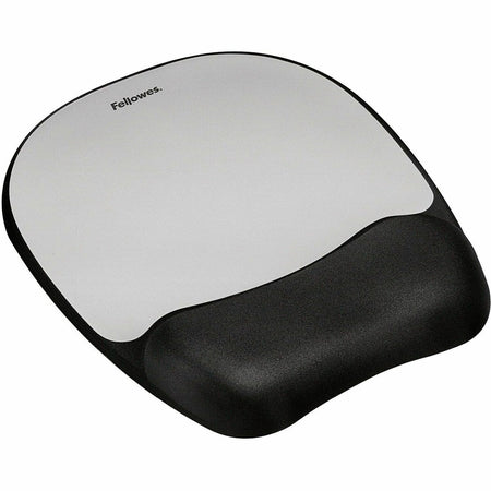 Fellowes Memory Foam Mouse Pad/Wrist Rest - Silver Streak - 1" Height x 7.94" Width x 9.25" Depth - Silver - Memory Foam - Wear Resistant, Tear Resistant, Skid Proof - 1 Each