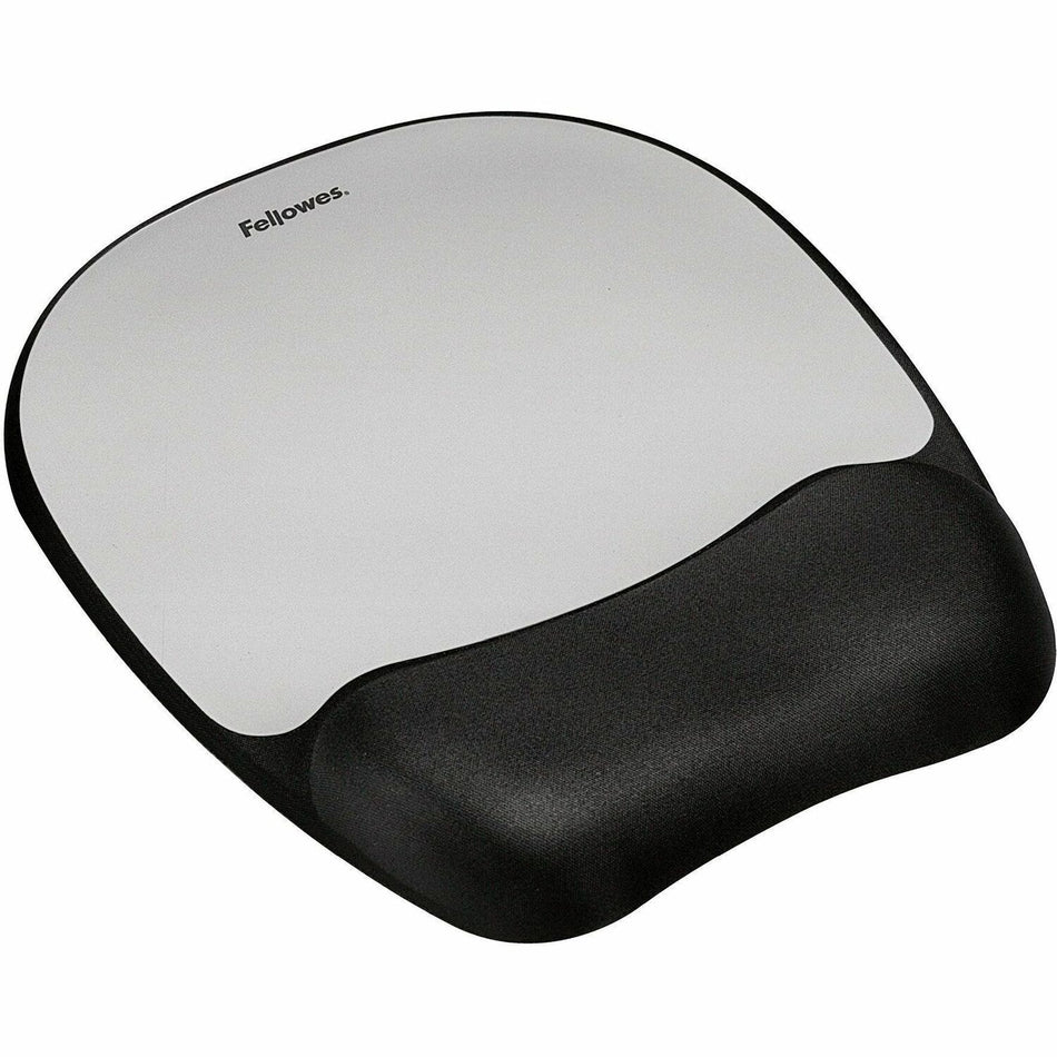 Fellowes Memory Foam Mouse Pad/Wrist Rest - Silver Streak - 1" Height x 7.94" Width x 9.25" Depth - Silver - Memory Foam - Wear Resistant, Tear Resistant, Skid Proof - 1 Each