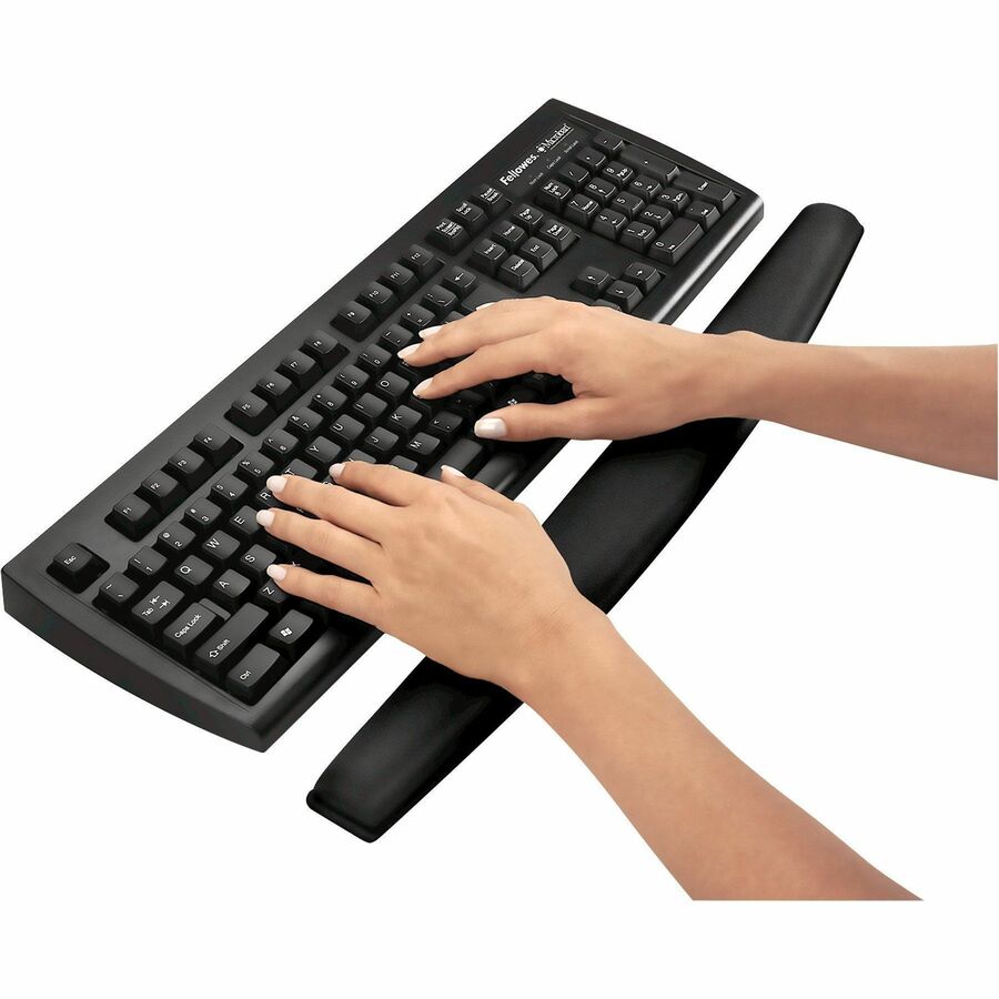 Fellowes Memory Foam Wrist Rest - 0.94" Height x 19.31" Width x 2.31" Depth - Black - Memory Foam - Wear Resistant, Tear Resistant, Skid Proof - 1 Each
