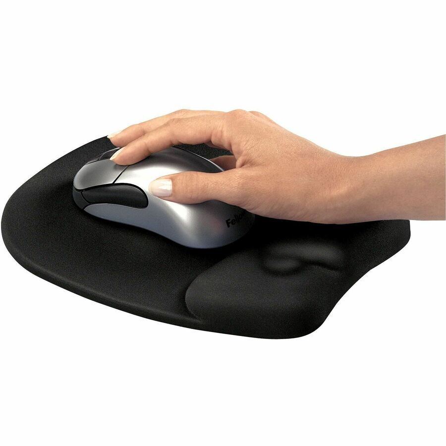 Fellowes Memory Foam Mouse Pad/Wrist Rest - 1" Height x 7.94" Width x 9.25" Depth - Black - Memory Foam - Wear Resistant, Tear Resistant, Skid Proof - 1 Each