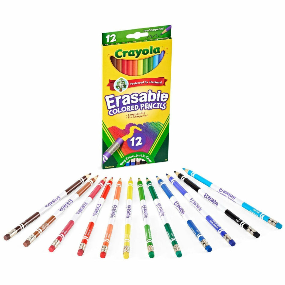 Crayola Erasable Colored Pencils - Assorted Lead - 12 / Set