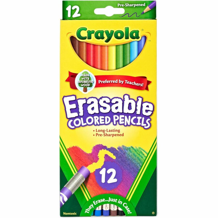 Crayola Erasable Colored Pencils - Assorted Lead - 12 / Set