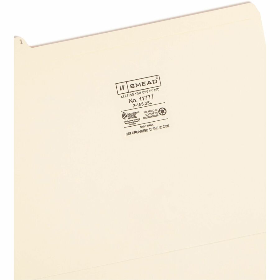 Smead 1/5 Tab Cut Letter Recycled Top Tab File Folder - Alternate-Image3