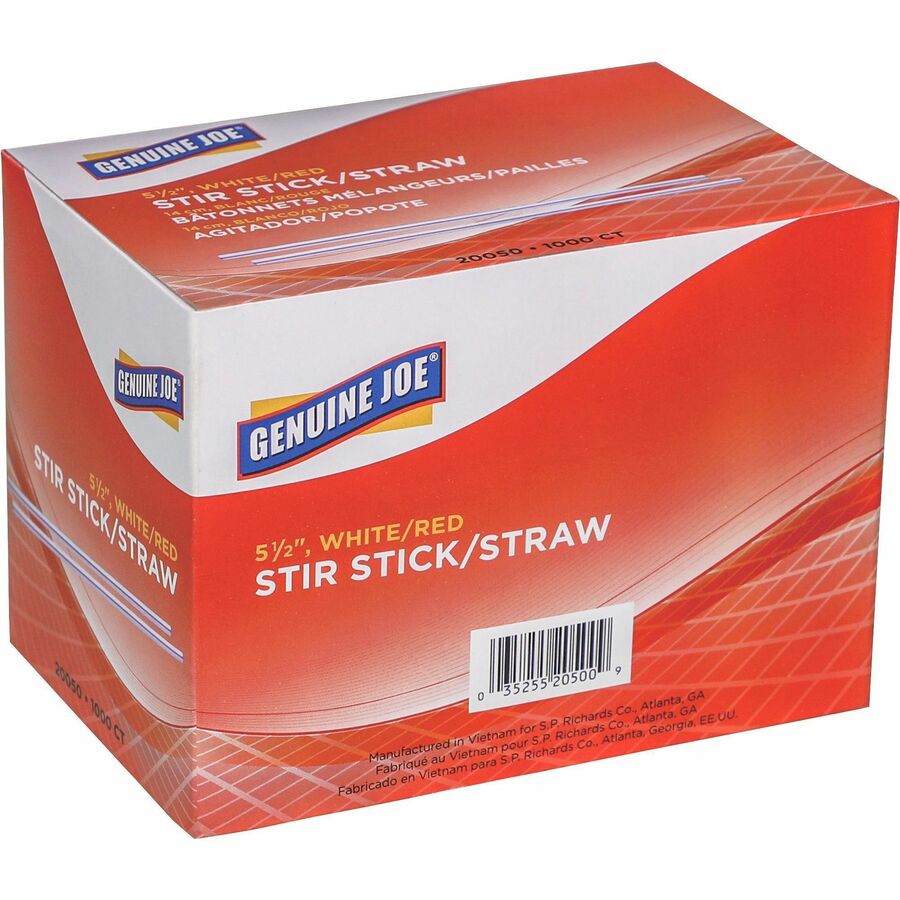 Genuine Joe 5-1/2" Plastic Stir Stick/Straws - Rear