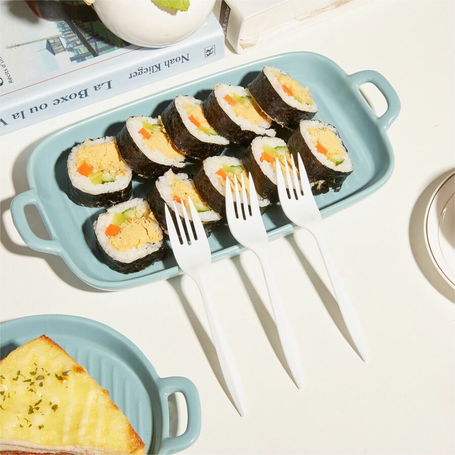 Genuine Joe Medium-weight Forks - White - 1000 / Carton
