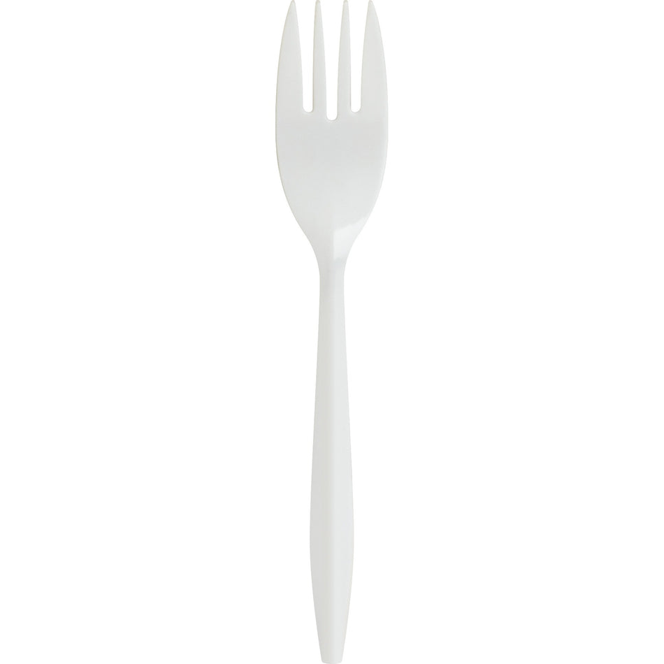 Genuine Joe Medium-weight Forks - White - 1000 / Carton