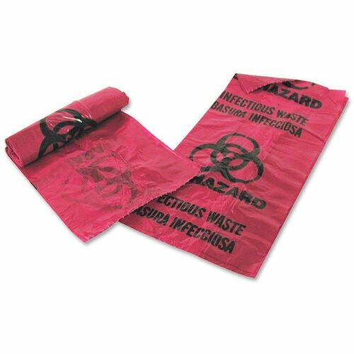 Medegen MHMS Infectious Waste Red Disposal Bags - 1 gal Capacity - 14" Length x 11" Width x 1.25 mil (32 Micron) Thickness - Red - Office Waste - 200 / Box