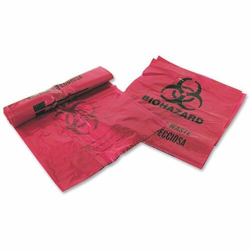 Medegen MHMS Infectious Waste Red Disposal Bags - 3 gal Capacity - 18.50" Length x 14" Width x 1.25 mil (32 Micron) Thickness - Red - Office Waste - 200 / Box