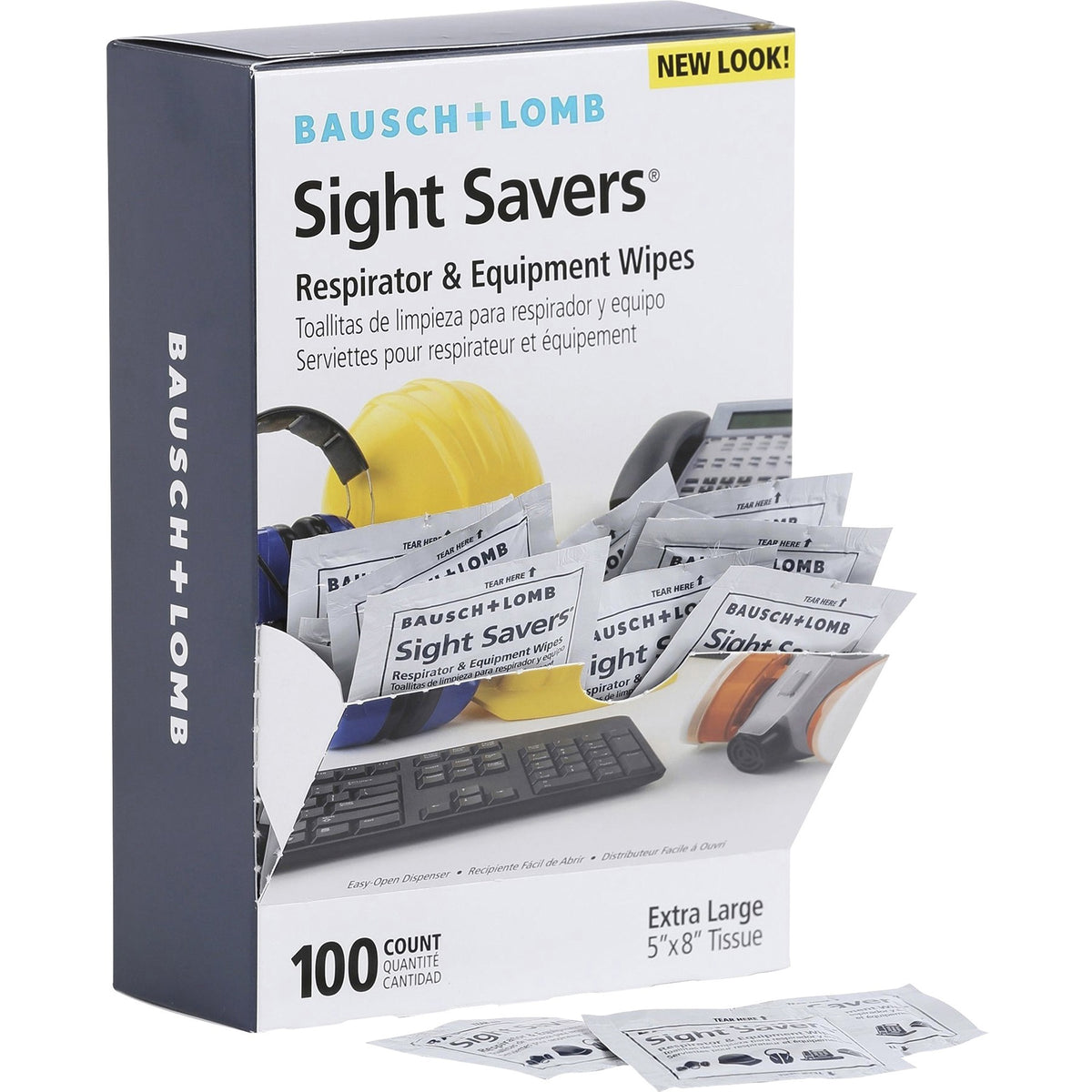 Bausch + Lomb Sight Savers XL Equipment Wipes - Alcohol-free - 100 / Box