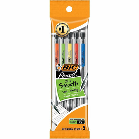 BIC Xtra-Smooth No. 2 Mechanical Pencils With Erasers - 0.7 mm Lead - #2 - 5 / Pack