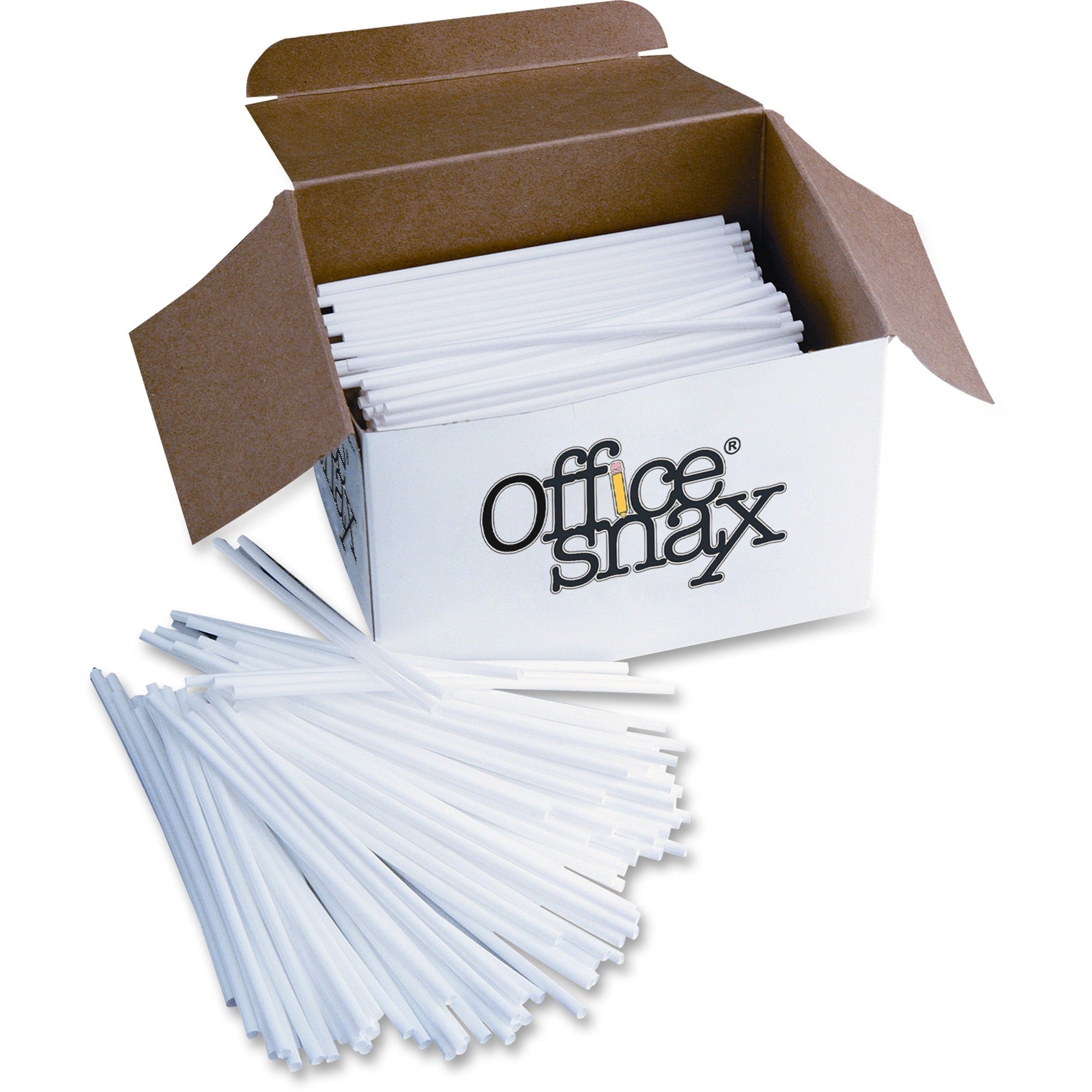 Office Snax Breakroom Stir Sticks - Plastic - White - 1000 / Box