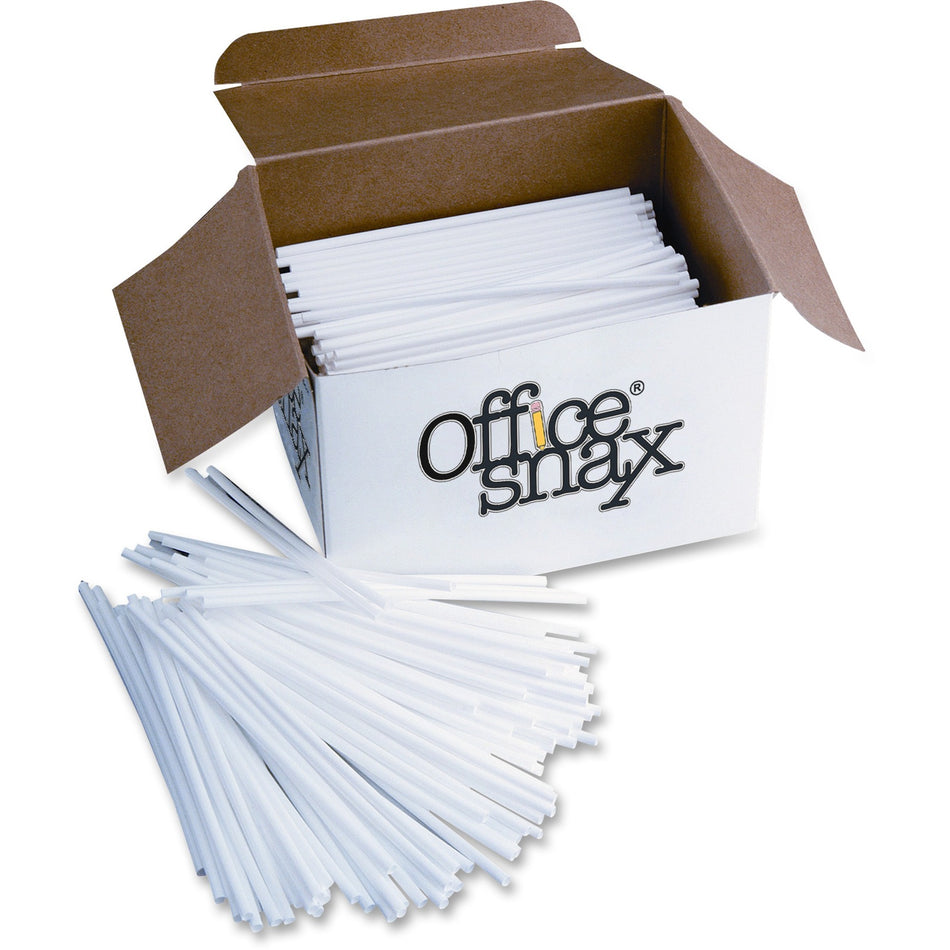 Office Snax Breakroom Stir Sticks - Plastic - White - 1000 / Box