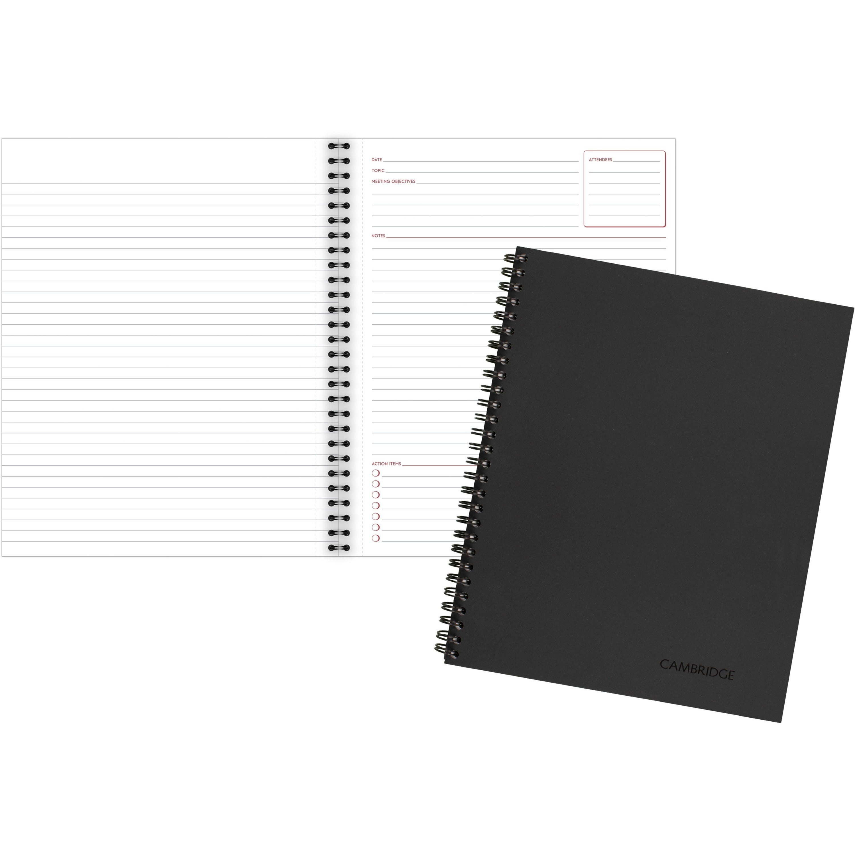 Mead Limited Meeting Notebooks - Letter - 80 Sheets - Wire Bound - Letter - 8 1/2" x 11" Sheet Size - Black Linen Cover - Perforated - 1 Each