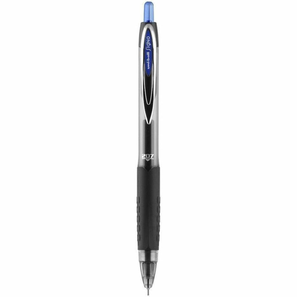 uniball&#8482; 207 Needle Gel Pens - 0.7 mm Medium Needle Pen Point - Retractable - Blue Ink - Blue Barrel - 1 Each