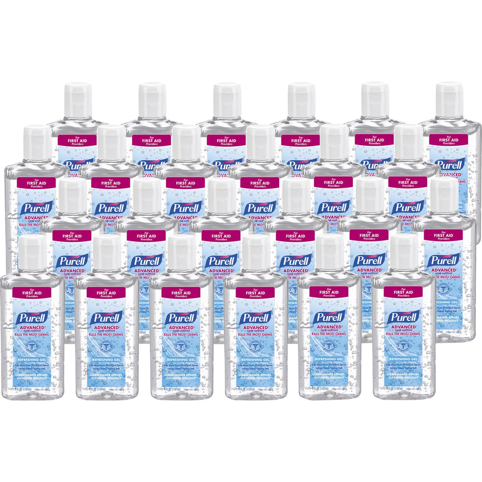 PURELL® Advanced Hand Sanitizer Gel - 4 fl oz - Flip Top Bottle Dispenser - Hand - Moisturizing - Clear - Anti-irritant, Dye-free - 24 / Carton