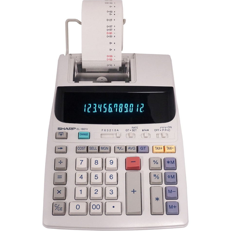 Sharp EL1801V Serial Printer Calculator - Efficient 12-Digit Item Counting
