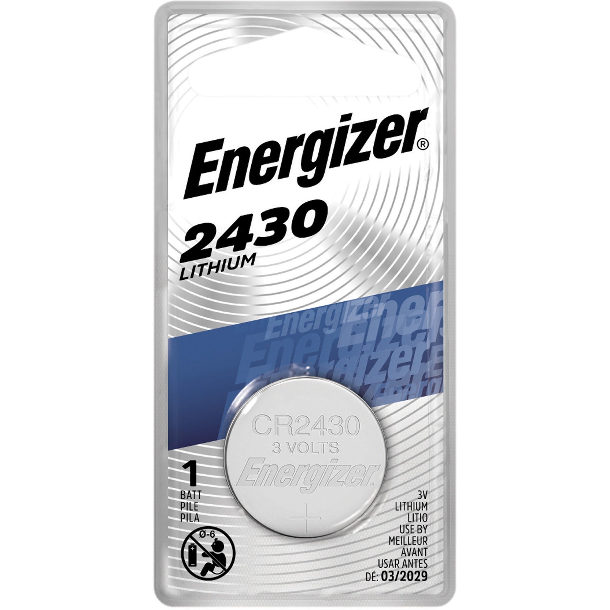 Energizer 2430 Lithium Coin Battery - For Multipurpose - 290 mAh - 3 V DC - 1 Each
