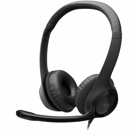 Logitech Padded H390 USB Headset - Stereo - USB - Wired - 20 Hz to 20 kHz - Over-the-head - Binaural - Circumaural - 8 ft Cable - Noise Cancelling Microphone - Black, Silver
