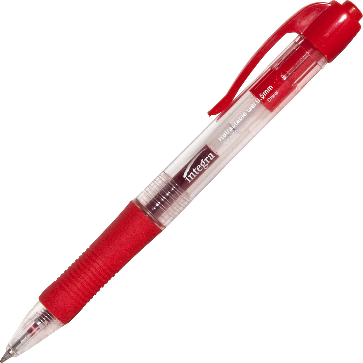 Integra Retractable 0.5mm Gel Pens - 0.5 mm Fine Pen Point - Retractable - Red Ink - Red Barrel - Metal Tip - 1 Dozen