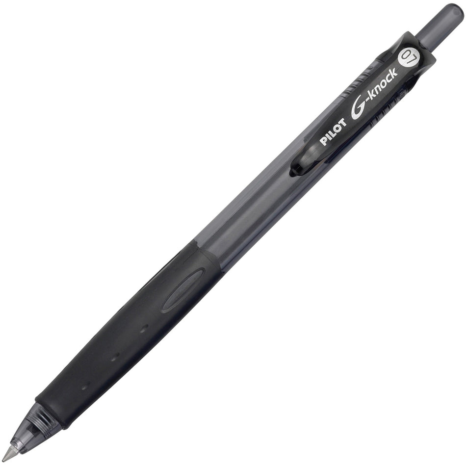 Pilot BeGreen G-Knock Retractable Gel Ink Pens - 0.7 mm Fine Pen Point - Refillable - Retractable - Black Ink - Gel-based - Black Barrel - 1 Dozen