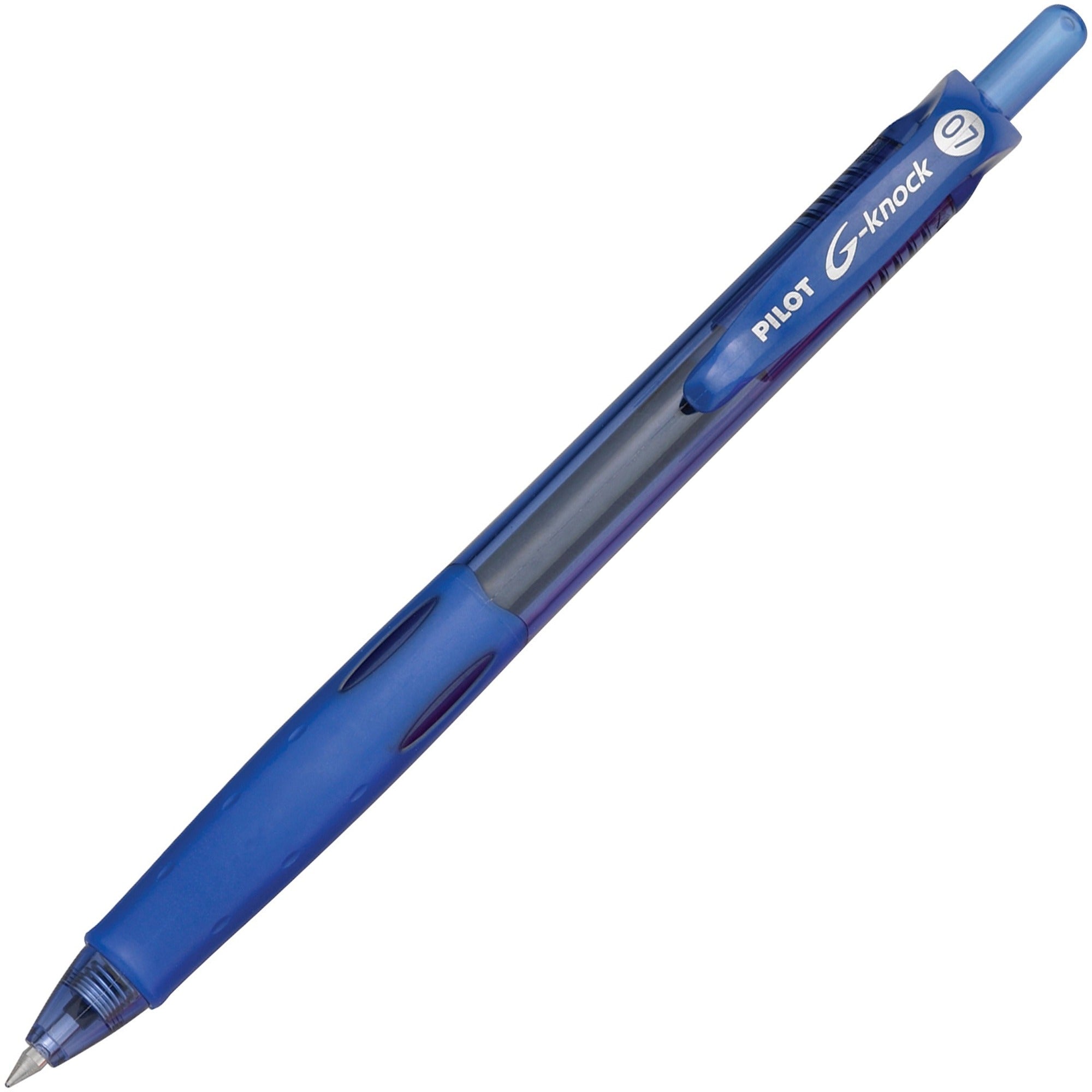Pilot BeGreen G-Knock Retractable Gel Ink Pens - 0.7 mm Fine Pen Point - Refillable - Retractable - Blue Ink - Gel-based - Blue Barrel - 1 Dozen