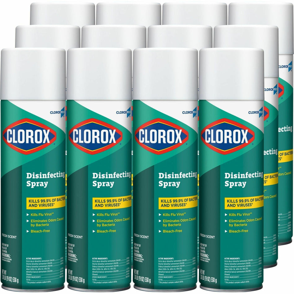 CloroxPro&trade; Disinfecting Spray - 19 fl oz (0.6 quart) - Fresh Scent - Pleasant Scent, Disinfectant - 12 / Carton
