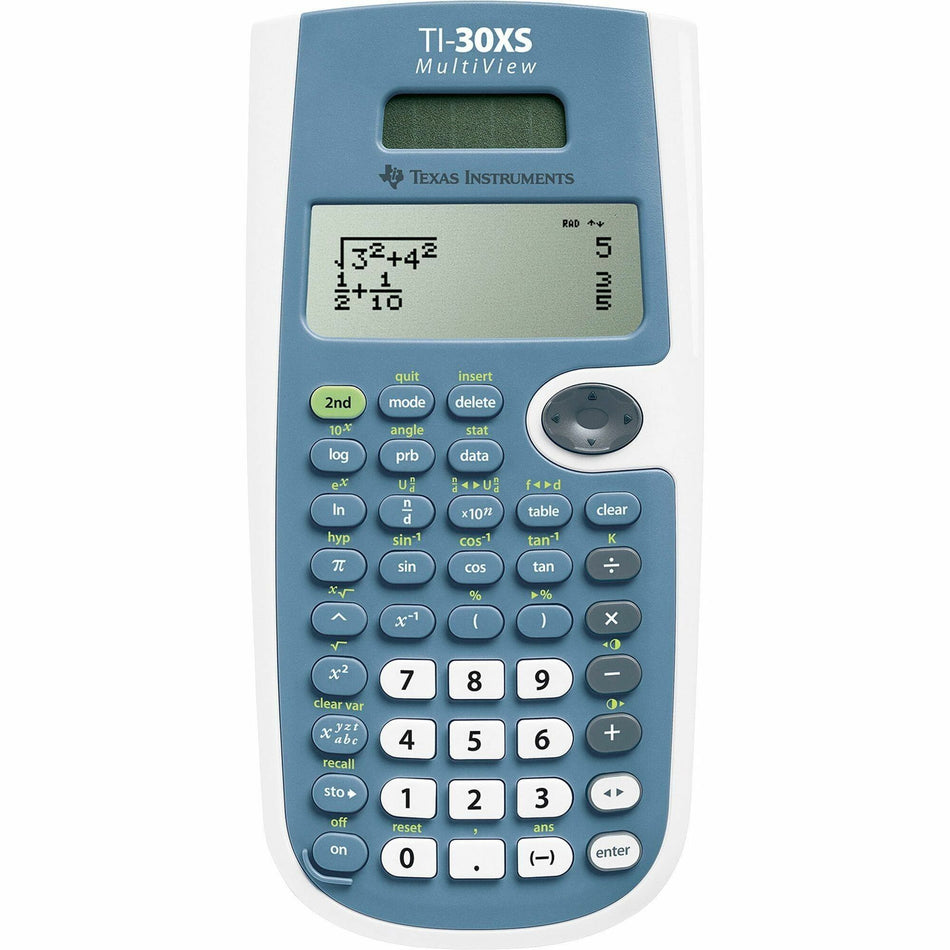 Texas Instruments TI30XS MultiView Scientific Calculator - Protective Hard Shell Cover - 4 Line(s) - 16 Digits - Battery/Solar Powered - 0.8" Height x 3.5" Width x 7.3" Depth - Blue - 1 Each