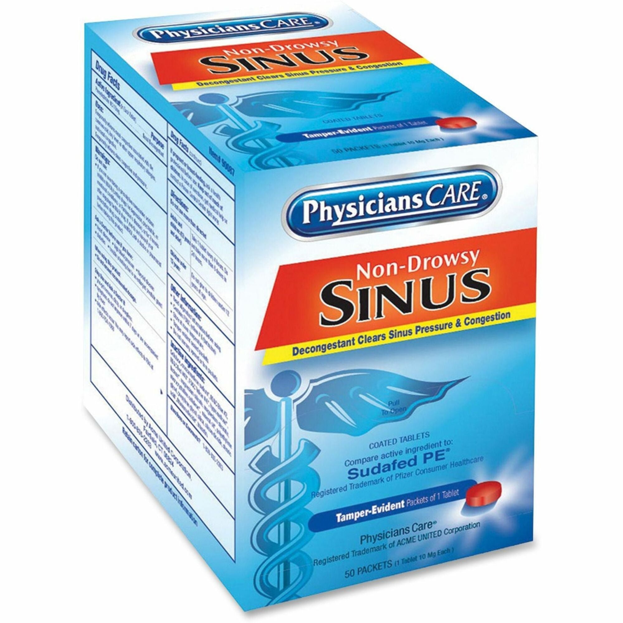 PhysiciansCare Sinus Medicine Packets - For Sinus Pain - 1/Packet - 50 / Box