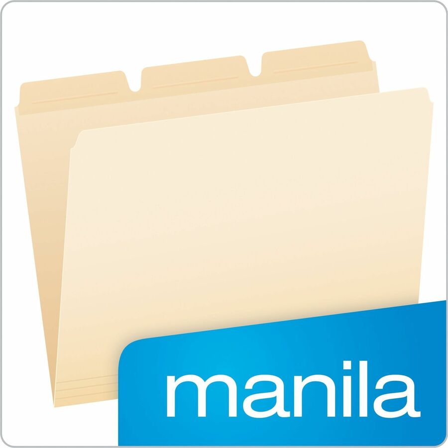 Pendaflex Ready-Tab 1/3 Tab Cut Letter Recycled Top Tab File Folder - 8 1/2" x 11" - Top Tab Location - Assorted Tab Position - Manila - Reinforced Tab - 10% Recycled - 50 / Pack