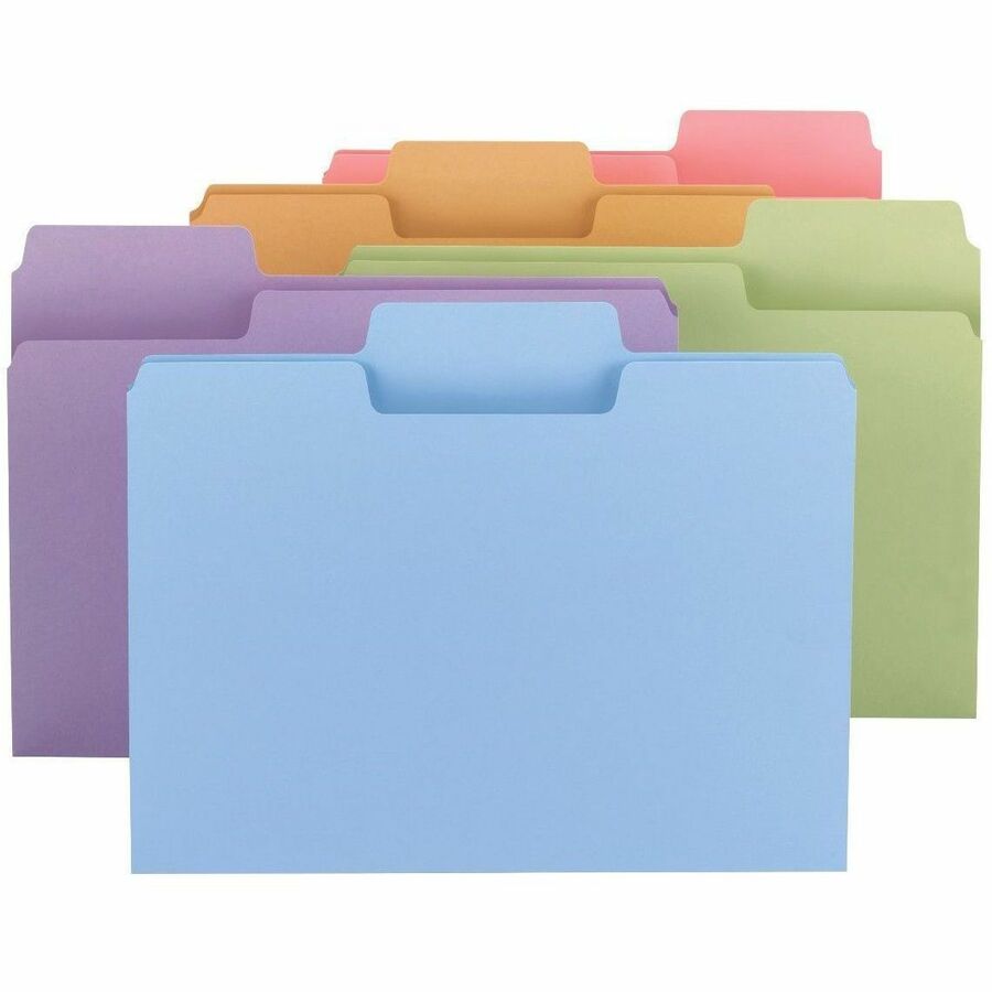 Smead SuperTab 1/3 Tab Cut Letter Recycled Top Tab File Folder - 8 1/2" x 11" - 3/4" Expansion - Top Tab Location - Assorted Tab Position - 11 pt. - 1 Plys - Assorted - Label - 10% Recycled - 100 / Box