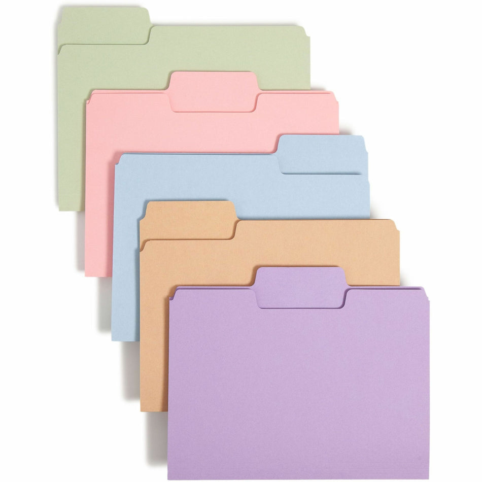 Smead SuperTab 1/3 Tab Cut Letter Recycled Top Tab File Folder - 8 1/2" x 11" - 3/4" Expansion - Top Tab Location - Assorted Tab Position - 11 pt. - 1 Plys - Assorted - Label - 10% Recycled - 100 / Box