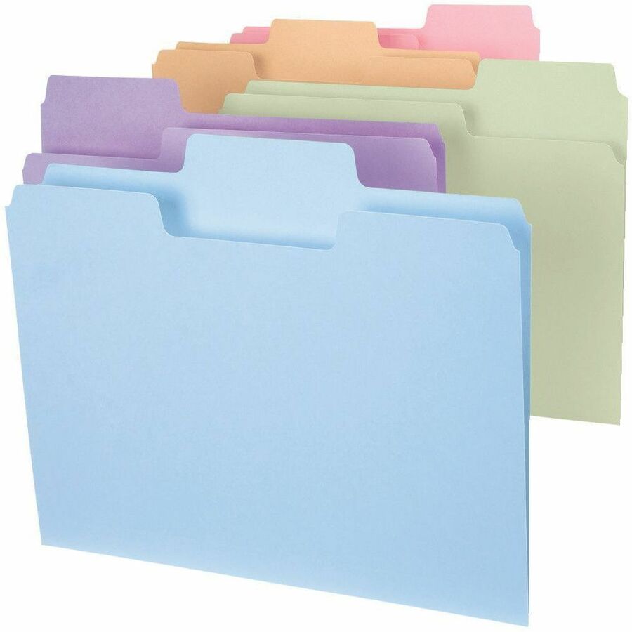 Smead SuperTab 1/3 Tab Cut Letter Recycled Top Tab File Folder - 8 1/2" x 11" - 3/4" Expansion - Top Tab Location - Assorted Tab Position - 11 pt. - 1 Plys - Assorted - Label - 10% Recycled - 100 / Box