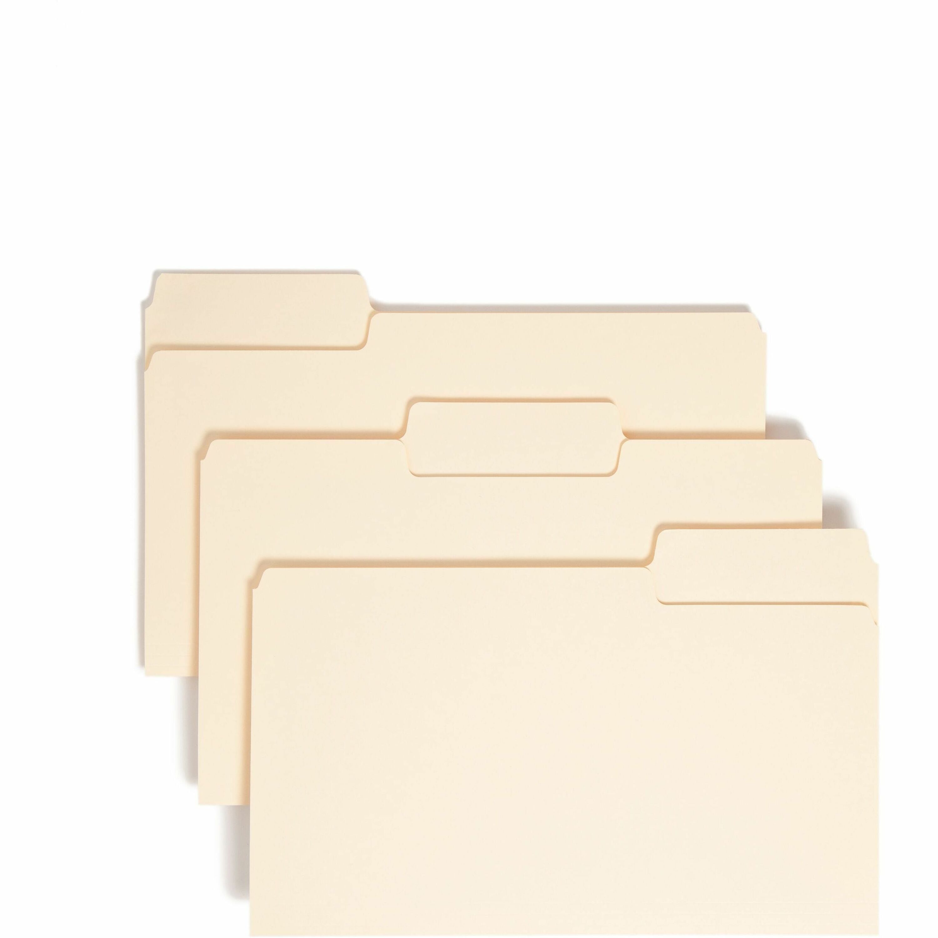 Smead SuperTab 1/3 Tab Cut Legal Recycled Top Tab File Folder - 8 1/2" x 14" - 3/4" Expansion - Top Tab Location - Assorted Tab Position - 11 pt. - 1 Plys - Manila - Label - 10% Recycled - 100 / Box