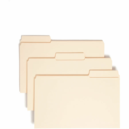 Smead SuperTab 1/3 Tab Cut Legal Recycled Top Tab File Folder - 8 1/2" x 14" - 3/4" Expansion - Top Tab Location - Assorted Tab Position - 11 pt. - 2 Plys - Manila - Label - 10% Recycled - 100 / Box
